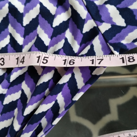 Purple and Navy Herringbone Print Belted Dress - Picture 14 of 16